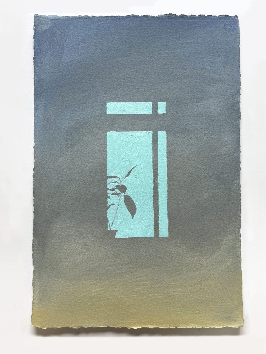 Rubber Plant, Embellished Lino Print